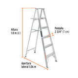 Escalera de Tijera 100% Aluminio Tipo Lll 5 Peldaños, Truper
