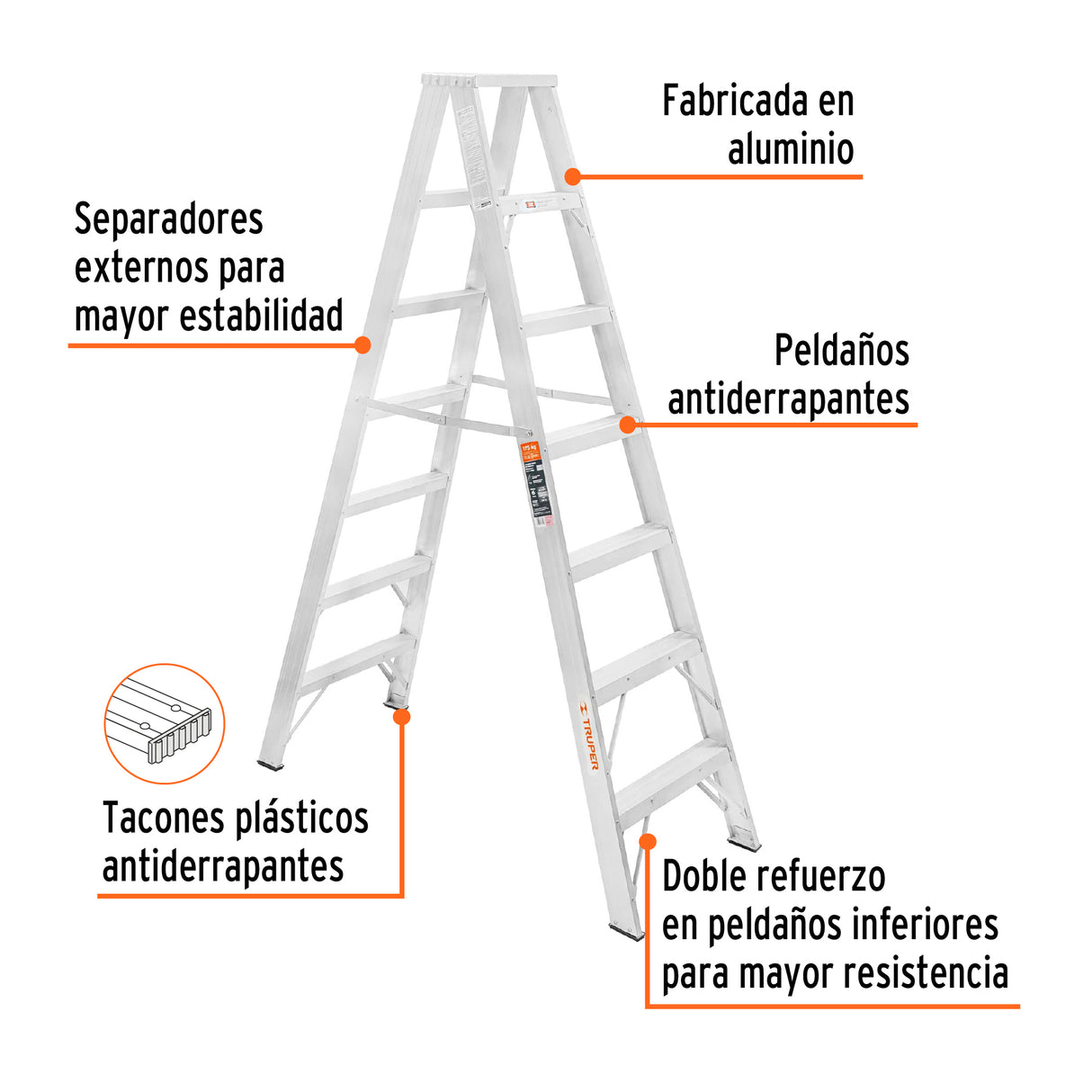Escalera de Tijera Doble, Tipo Ll, 6 Escalones, Truper