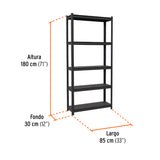 Estante Metálico 5 Repisas Capacidad 80 kg, 180X30X85, Truper