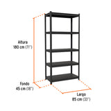 Estante Metálico 5 Repisas Capacidad 80 kg, 180X45X85, Truper