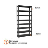 Estante Metálico 8 Repisas Capacidad 80 kg, 180X30X85, Truper