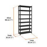 Estante Metálico 8 Repisas Capacidad 80 kg, 180X30X85, Truper