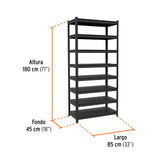 Estante Metálico 8 Repisas Capacidad 80 kg, 180X45X85, Truper