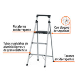 Escalera Tubular Plegable, 3 Peldaños, Aluminio, Truper