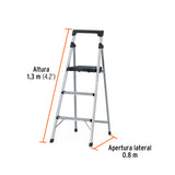 Escalera Tubular Plegable, 3 Peldaños, Aluminio, Truper
