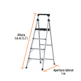 Escalera Tubular Plegable, 4 Peldaños, Aluminio, Truper