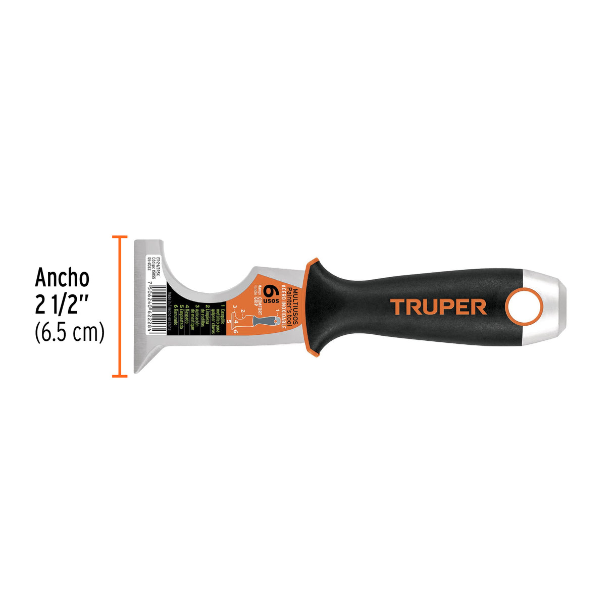 Espátula 2-1/2' de 6 Usos, Acero Inoxidable, Comfort Grip
