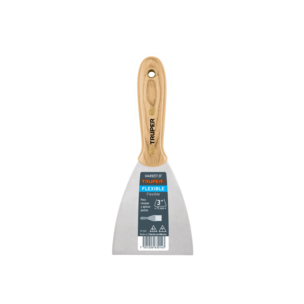 Espátula Flexible 3' con Mango de Madera, Truper