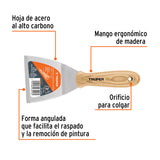 Espátula Afilada y Angulada 3' con Mango de Madera, Truper