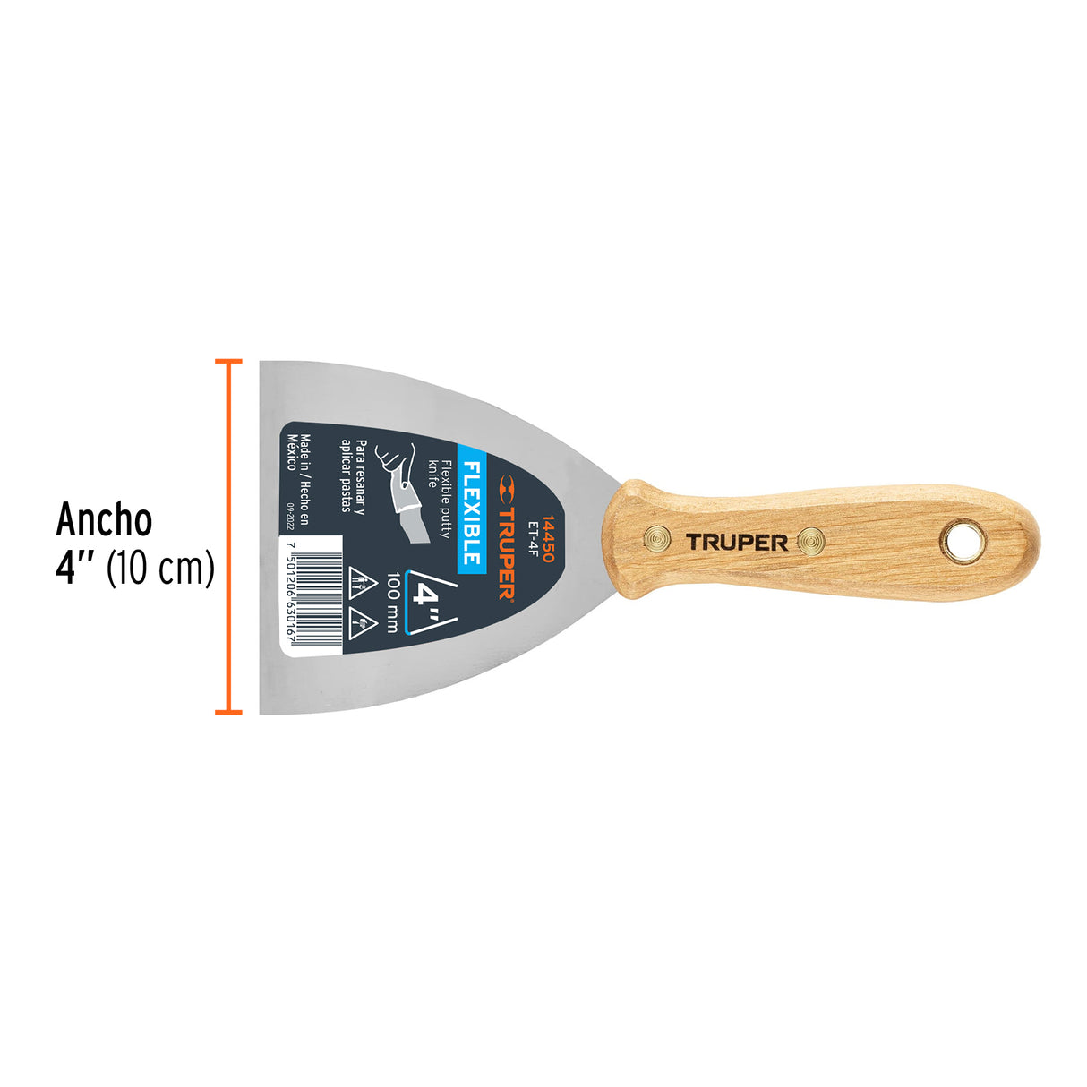 Espátula Flexible 4' con Mango de Madera, Truper