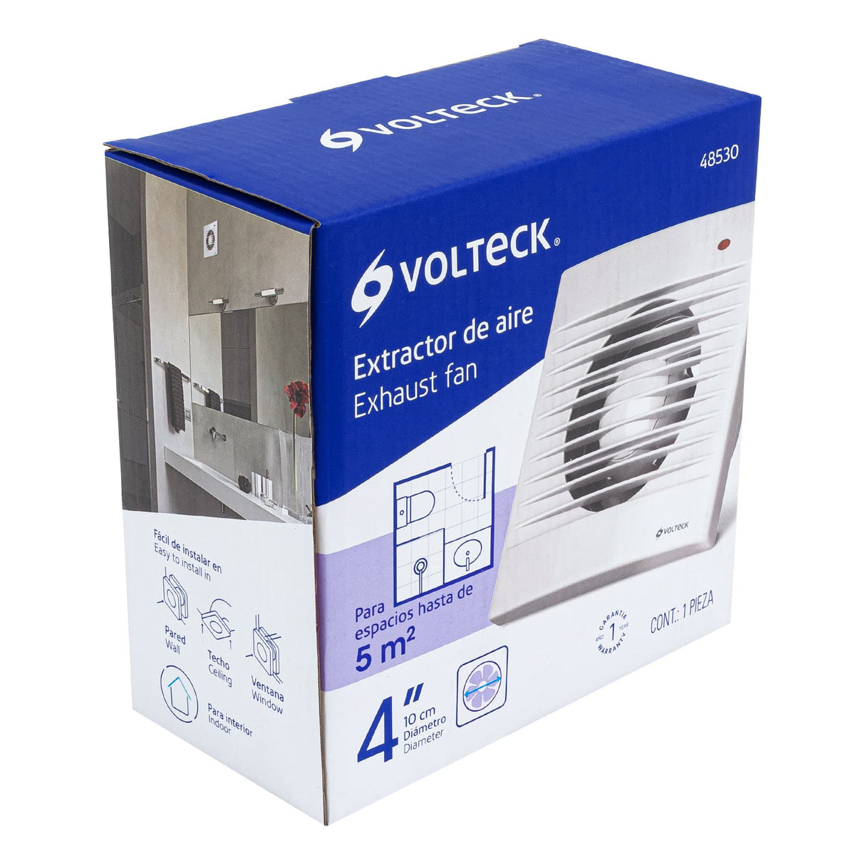 Extractor de Aire de 4', Blanco, Volteck