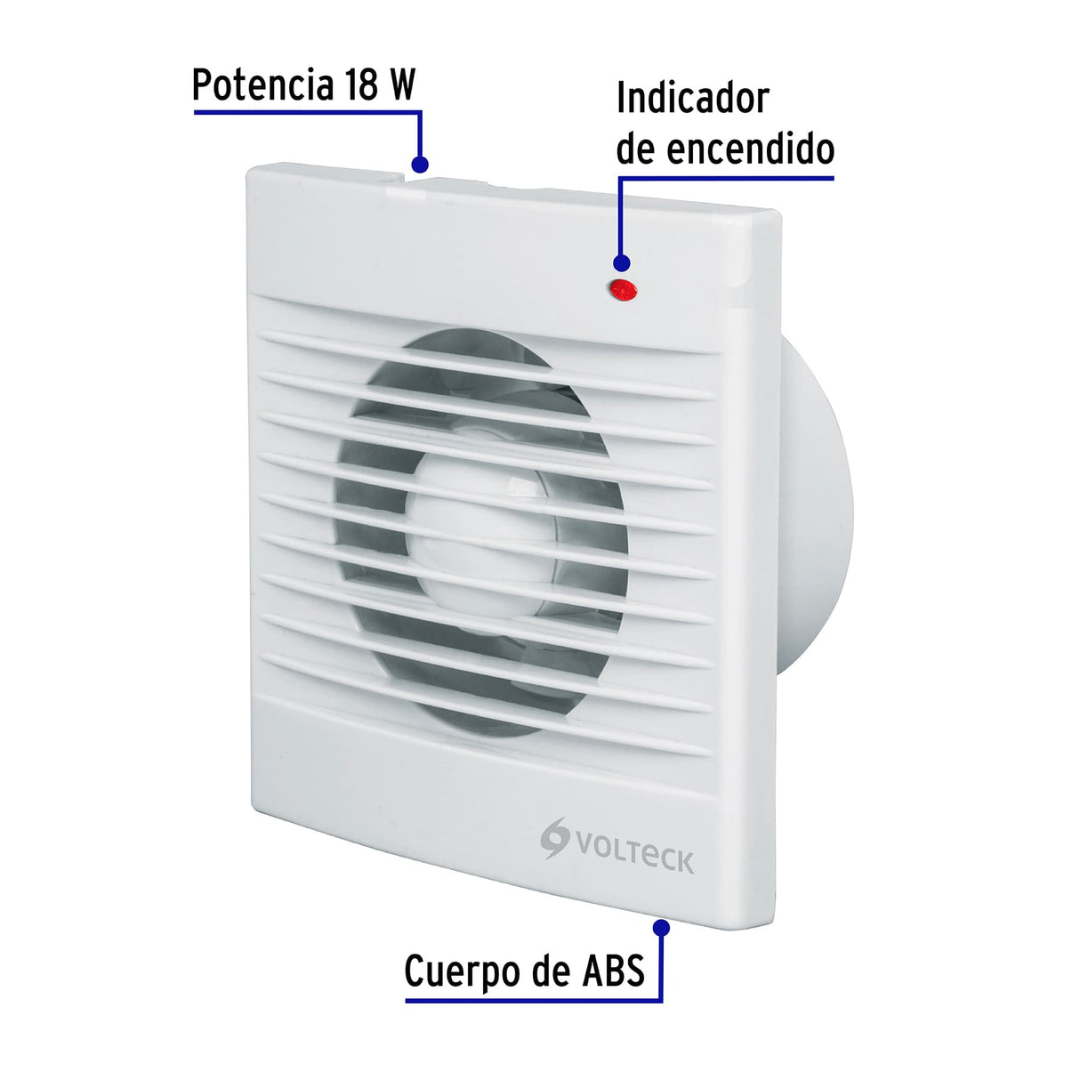 Extractor de Aire de 4', Blanco, Volteck