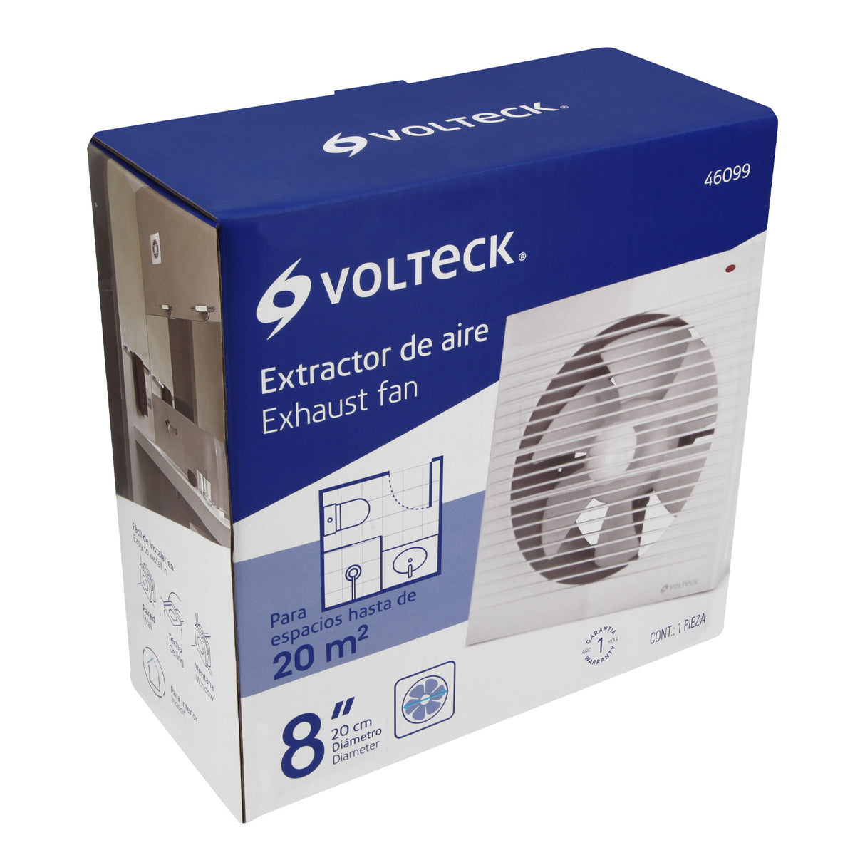 Extractor de Aire de 8', Blanco, Volteck