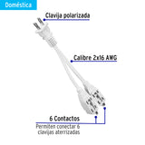 Mini Extensión Eléctrica Doméstica Dual 10 cm, Blanca