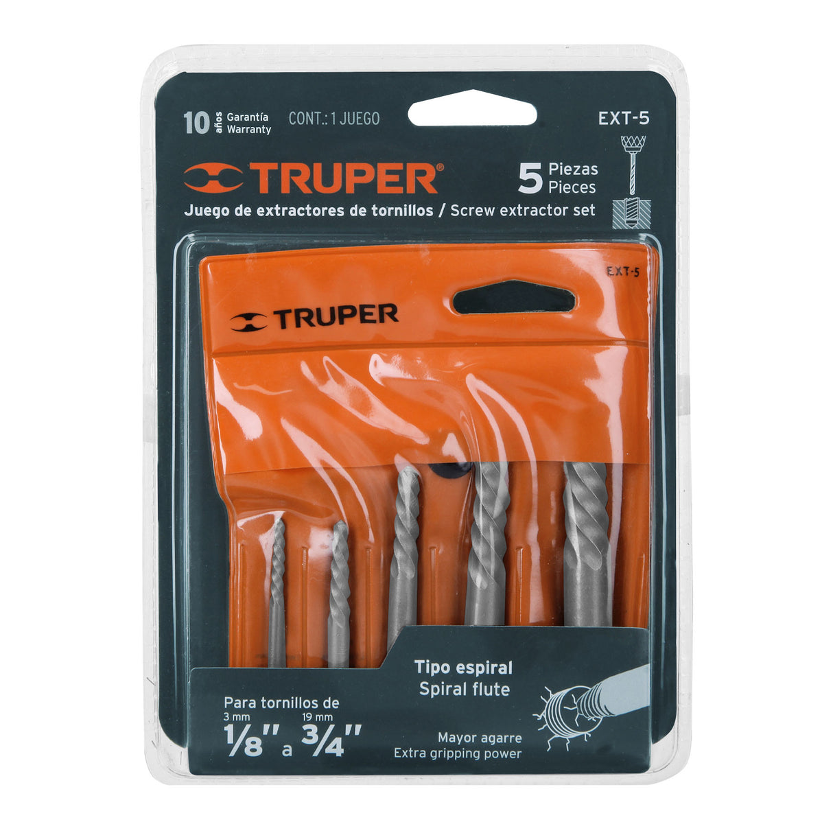 Juego con 5 Extractores de Tornillos, Truper
