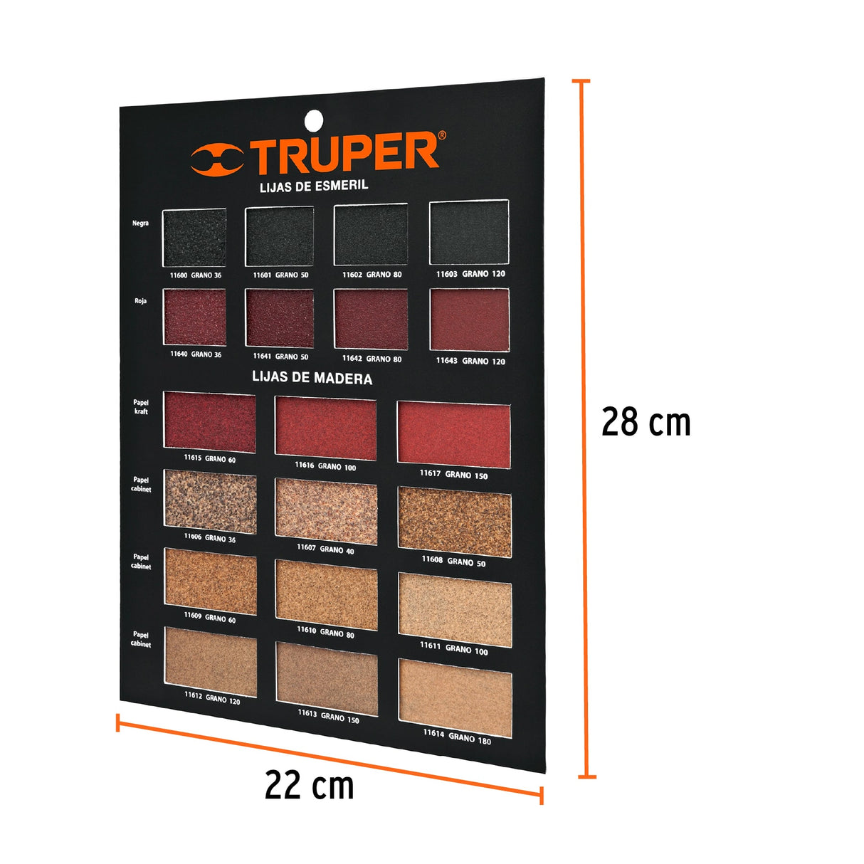 Exhibidor Truper de Lijas de Madera