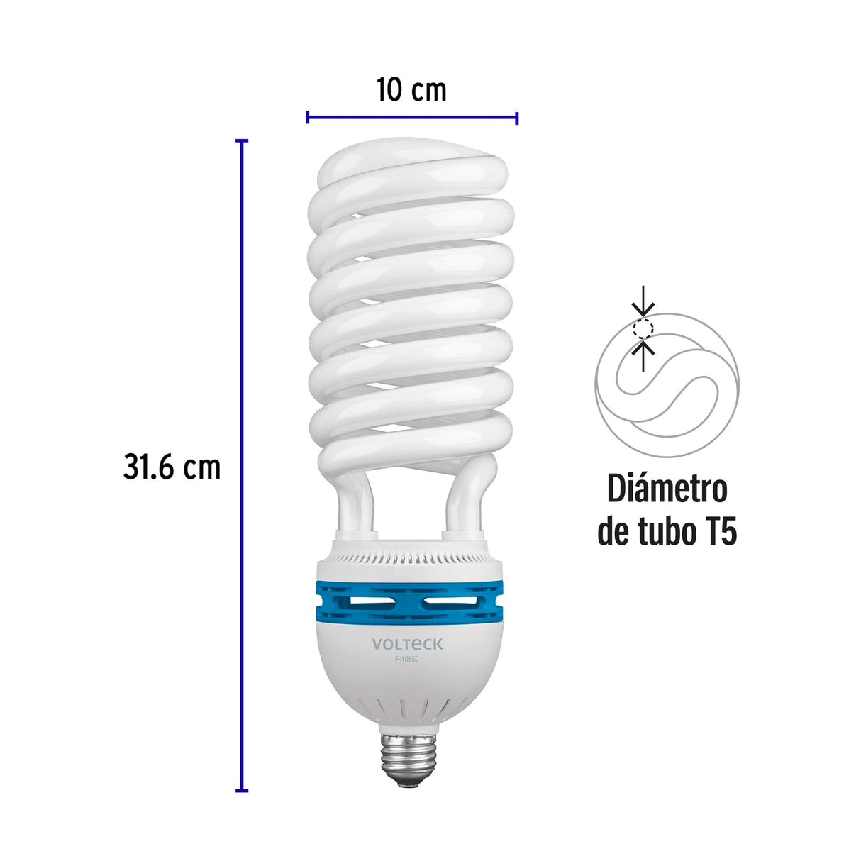 Lámpara Espiral T5 105 W Alta Potencia Luz de Día, Caja