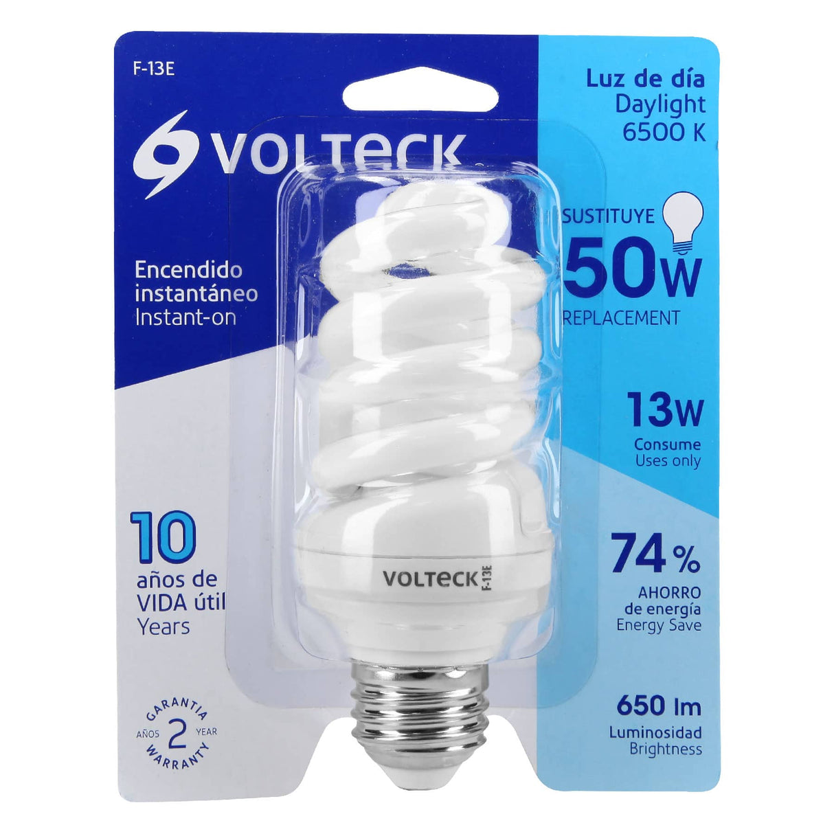 Lámpara Espiral T3 13 W Luz de Día en Blíster, Volteck