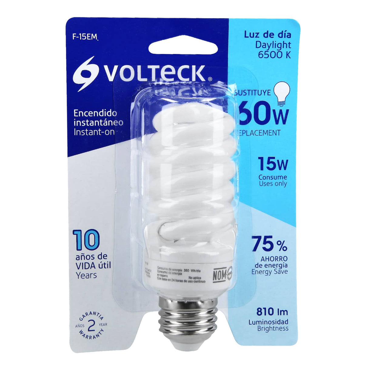 Lámpara Espiral Mini T2 15 W Luz de Día en Blíster, Volteck