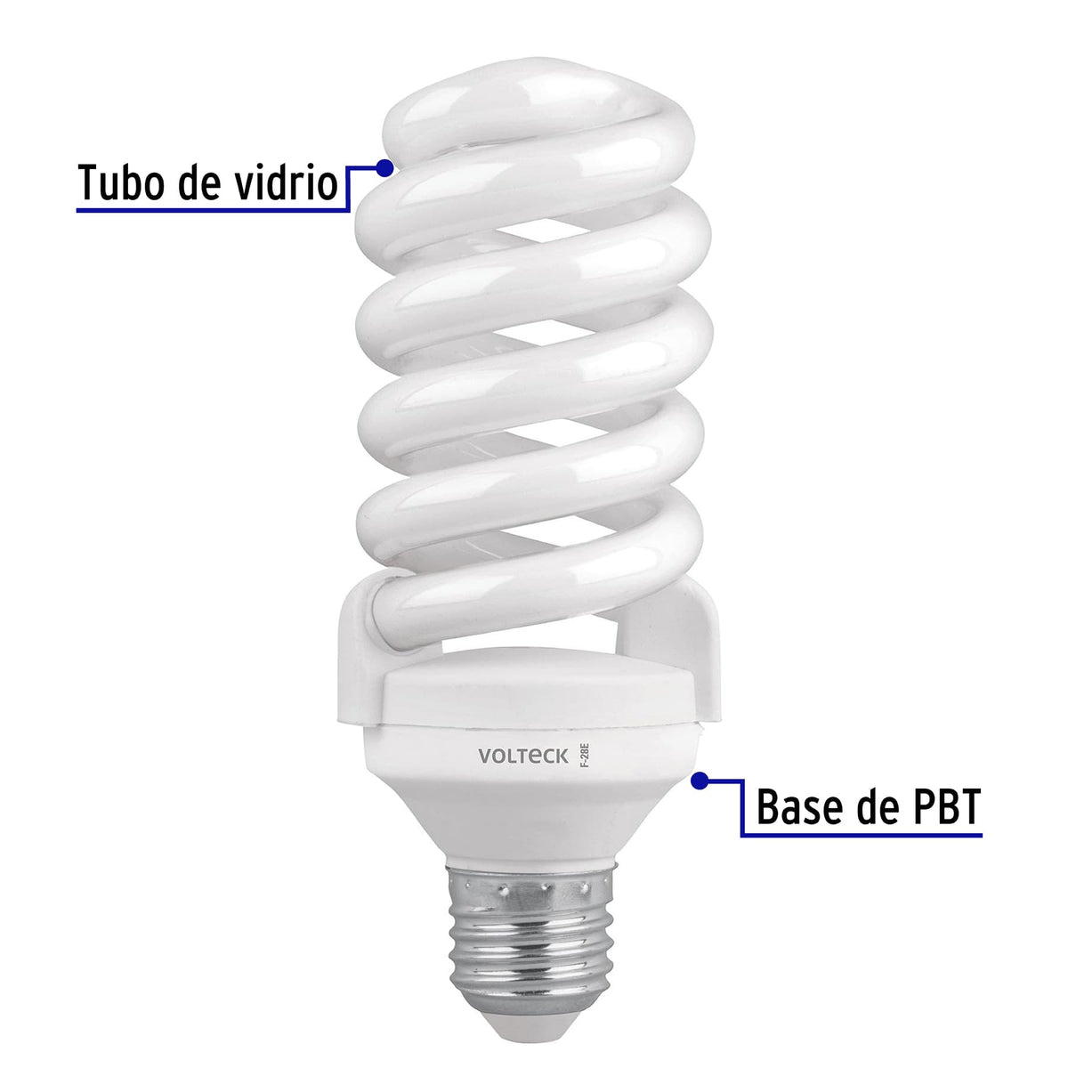 Pack 2 Lámparas Espiral T4 28 W Luz de Día, Blíster, Volteck