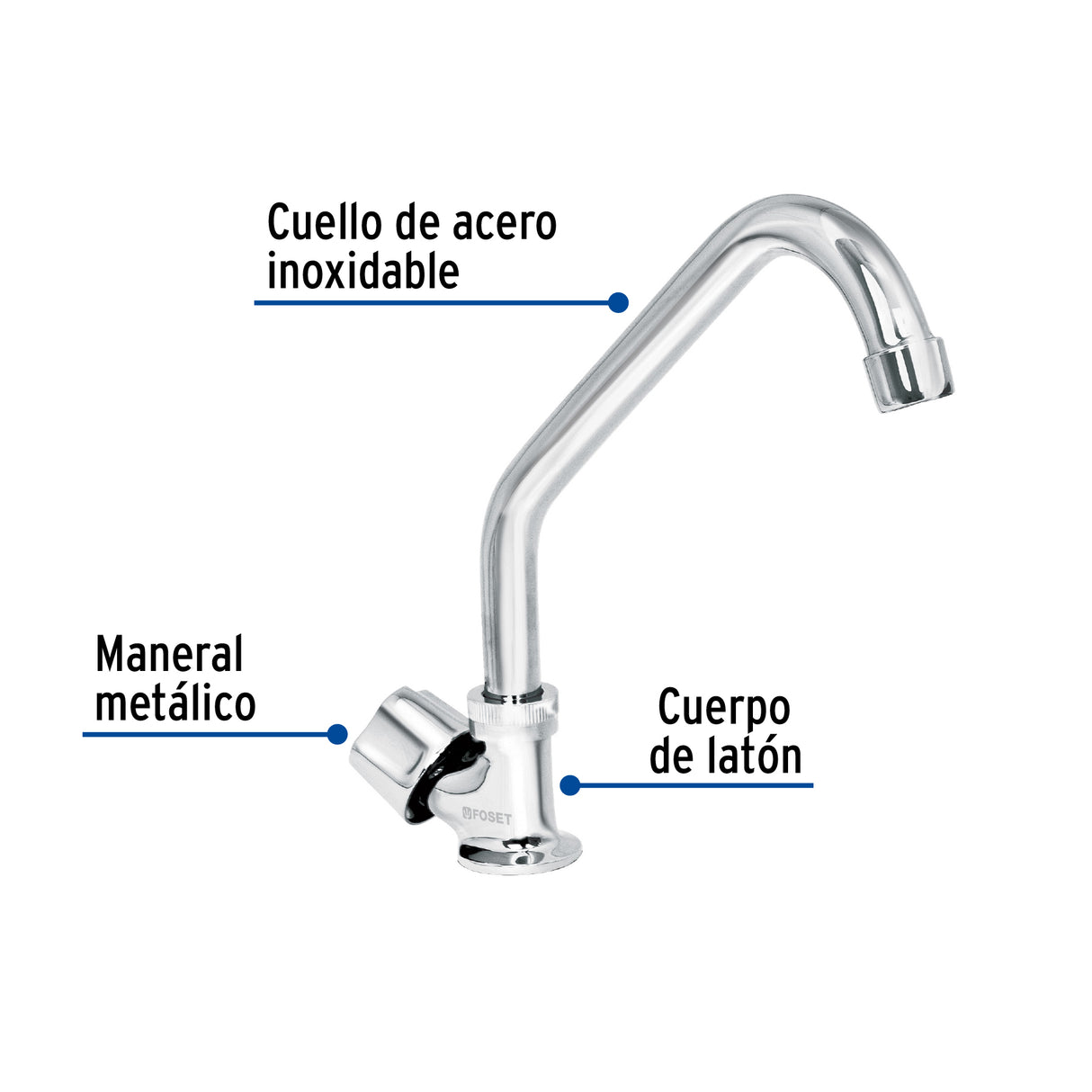 Llave Individual Fregadero, Cuello Corto, Hexagonal, Basic