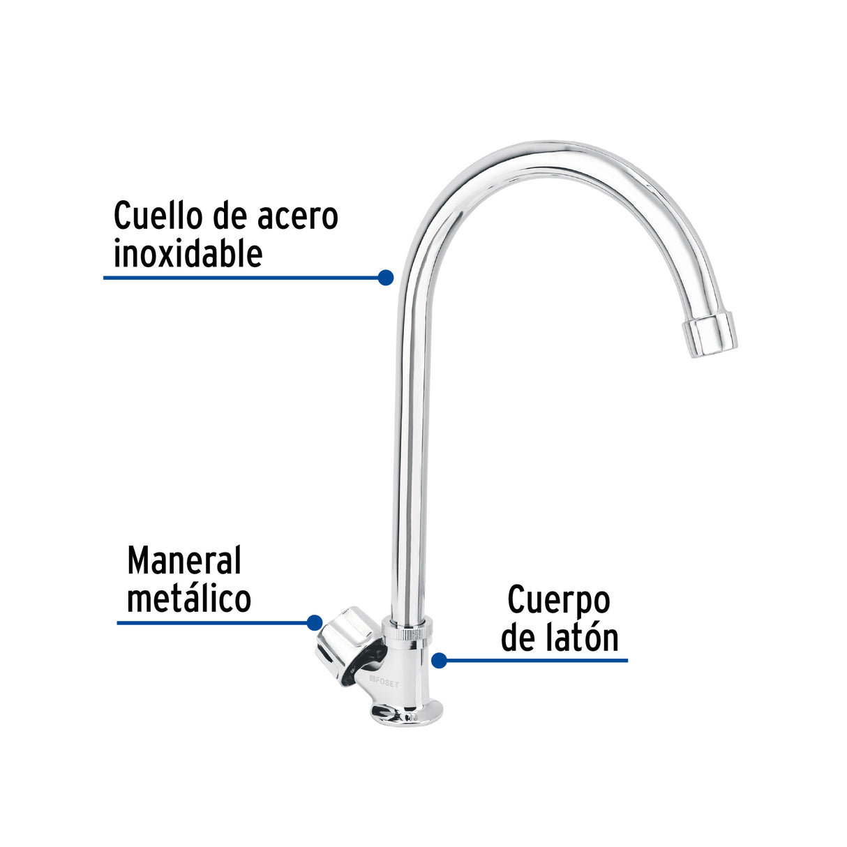 Llave Individual Fregadero, Cuello Curvo, Hexagonal, Basic