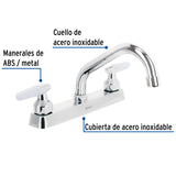 Mezcladora 8' Fregadero Cromo, Cuello Corto, Cono, Basic