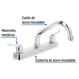 Mezcladora 8' Fregadero Cromo, Cuello Corto, Palanca, Basic