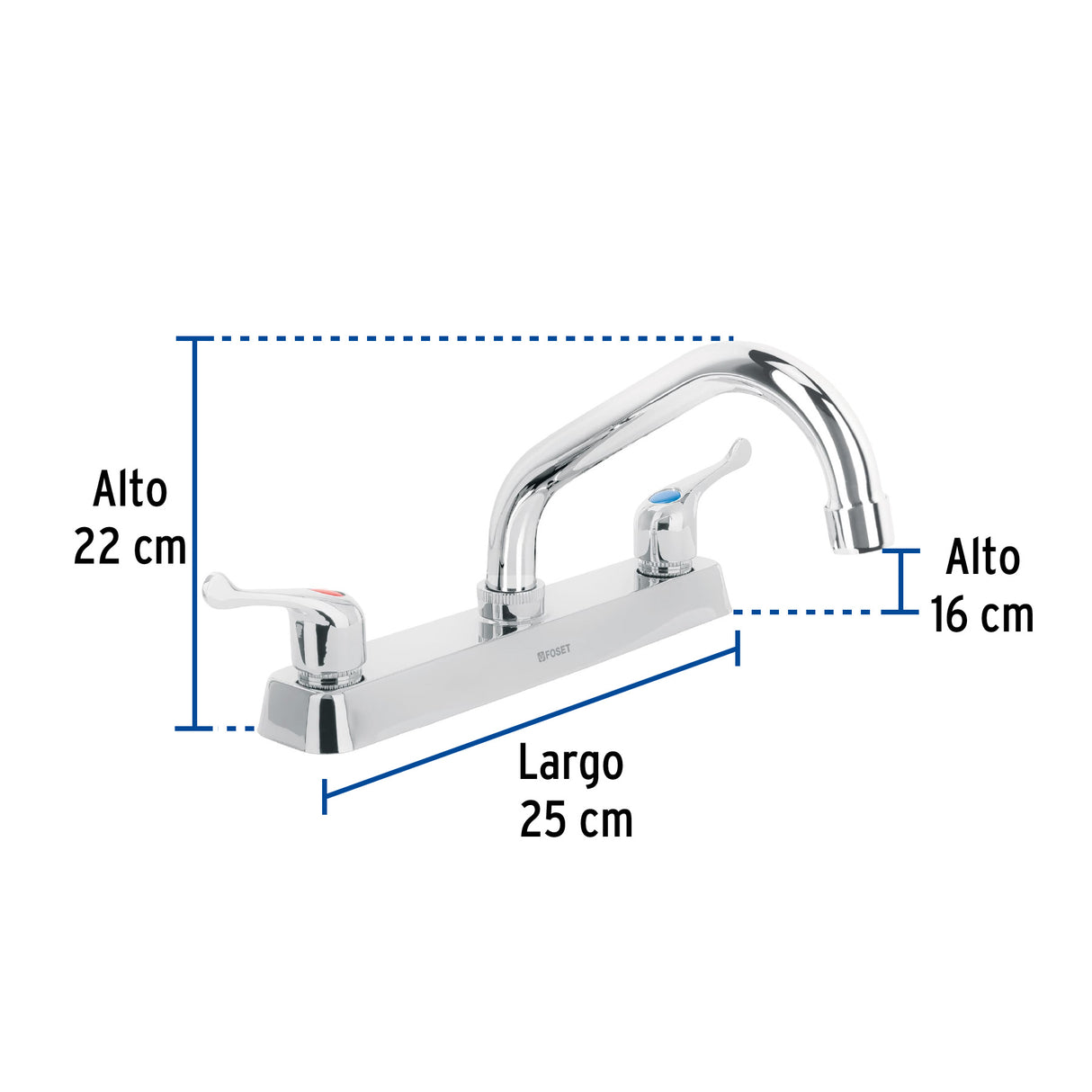 Mezcladora 8' Fregadero Cromo, Cuello Corto, Palanca, Basic