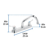 Mezcladora 8' Fregadero Cromo, Cuello Corto, Palanca, Basic