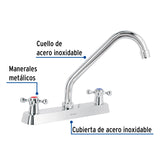 Mezcladora 8' Fregadero Cromo, Cuello Largo, Cruceta, Basic