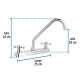Mezcladora 8' Fregadero Cromo, Cuello Largo, Cruceta, Basic