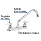 Mezcladora 8' Fregadero Cromo, Cuello Largo, Cono, Basic