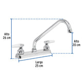 Mezcladora 8' Fregadero Cromo, Cuello Largo, Cono, Basic