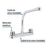 Mezcladora 8' Fregadero Cromo, Cuello Cobra, Compresión, Basic