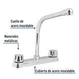 Mezcladora 8' Fregadero Cromo, Cuello Cobra, Hexagonal, Basic