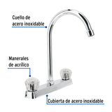 Mezcladora 8' Fregadero Cromo, Cuello Curvo, Acrílico, Basic
