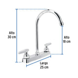 Mezcladora 8' Fregadero Cromo, Cuello Curvo, Cono, Basic