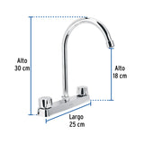 Mezcladora 8' Fregadero Cromo, Cuello Curvo, Hexagonal, Basic