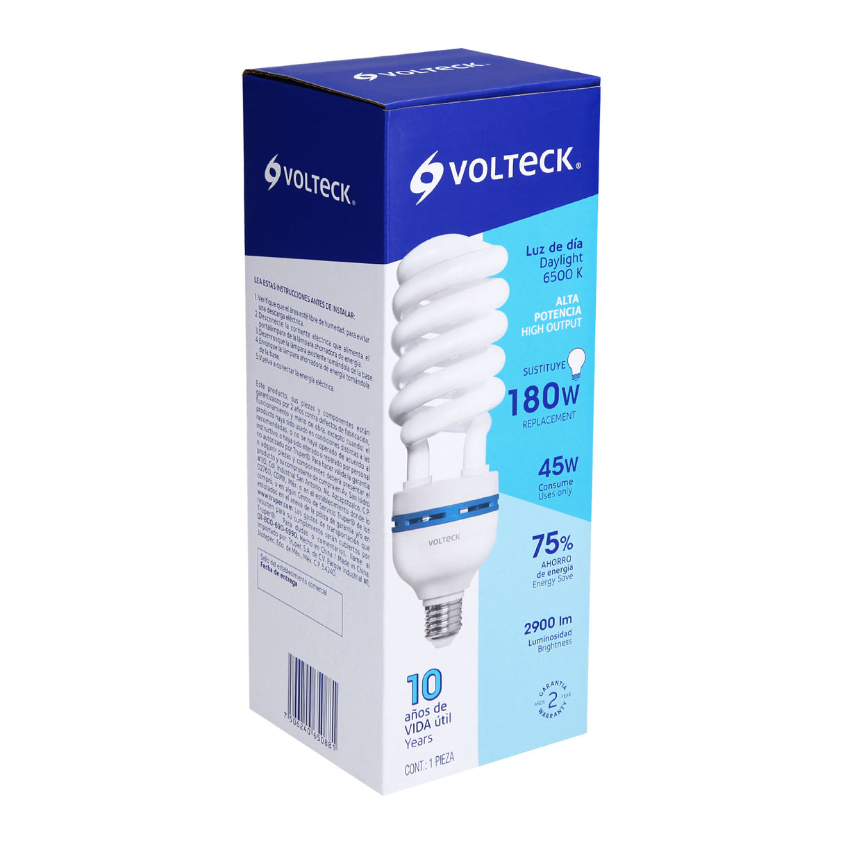 Lámpara Espiral T5 45 W Alta Potencia Luz de Día, Caja