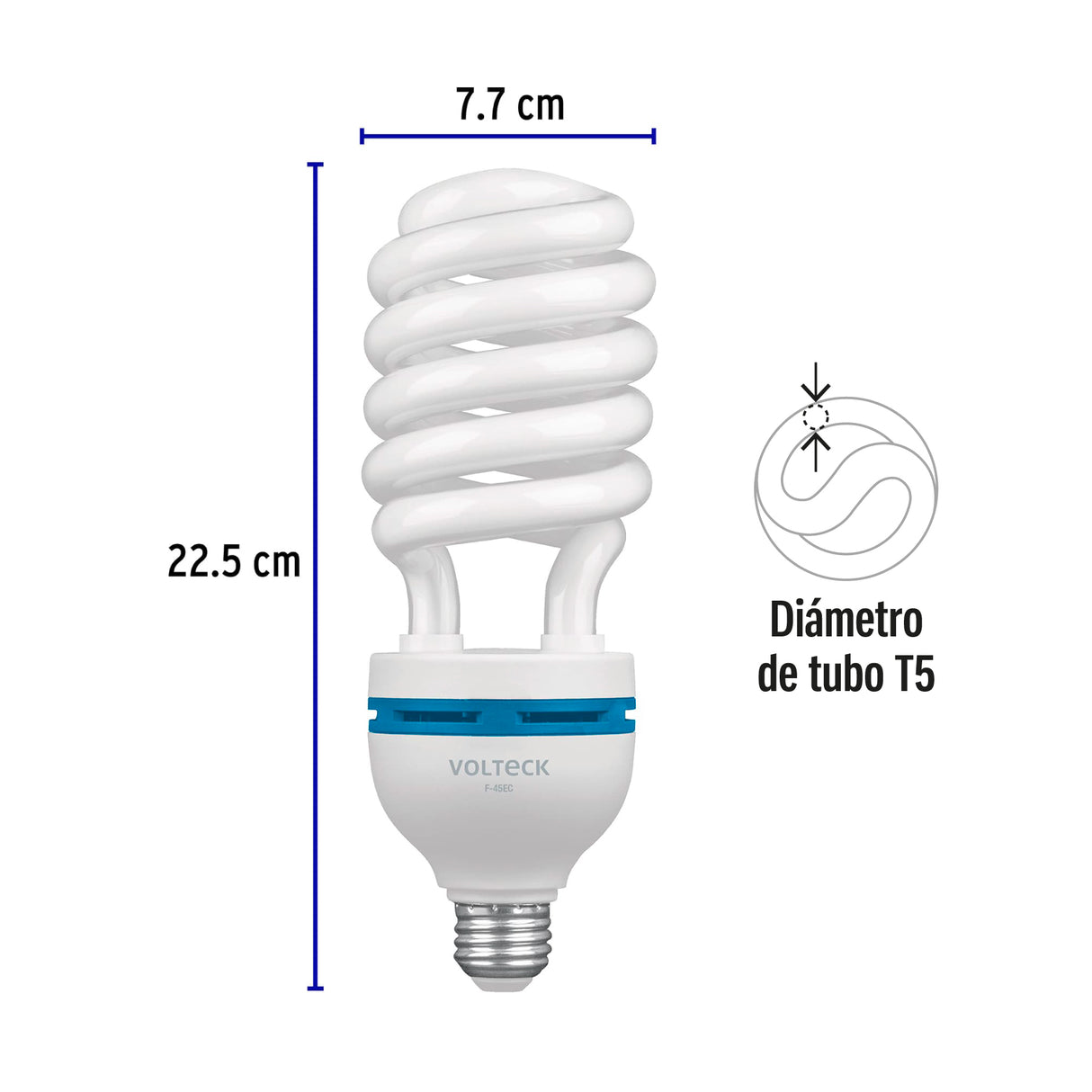 Lámpara Espiral T5 45 W Alta Potencia Luz de Día, Caja