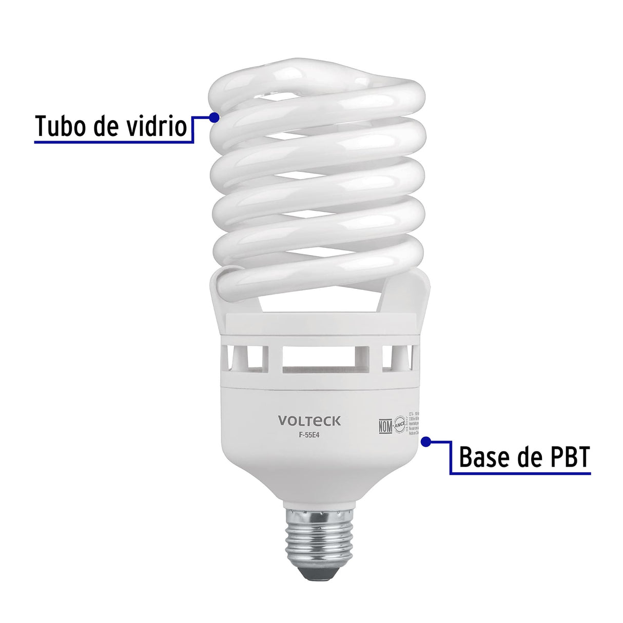 Lámpara Espiral T4 55 W Alta Potencia Luz de Día, Caja