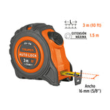 Flexómetro Auto-lock Contra Impactos 3 m Cinta 16 mm, Truper