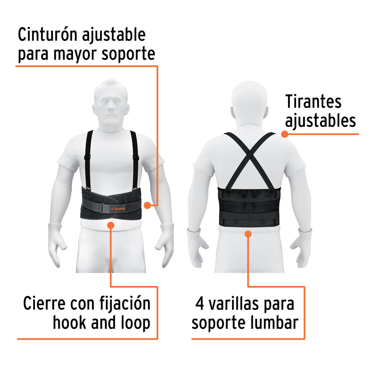 Faja Lumbar con Tercer Cinturón, Talla m, Truper