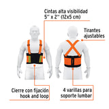 Faja Lumbar Naranja con Cintas de Alta Visibilidad, Xg, Truper