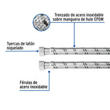 Manguera para Boiler, Acero Inox, 1/2'X1/2', 150 cm, Foset