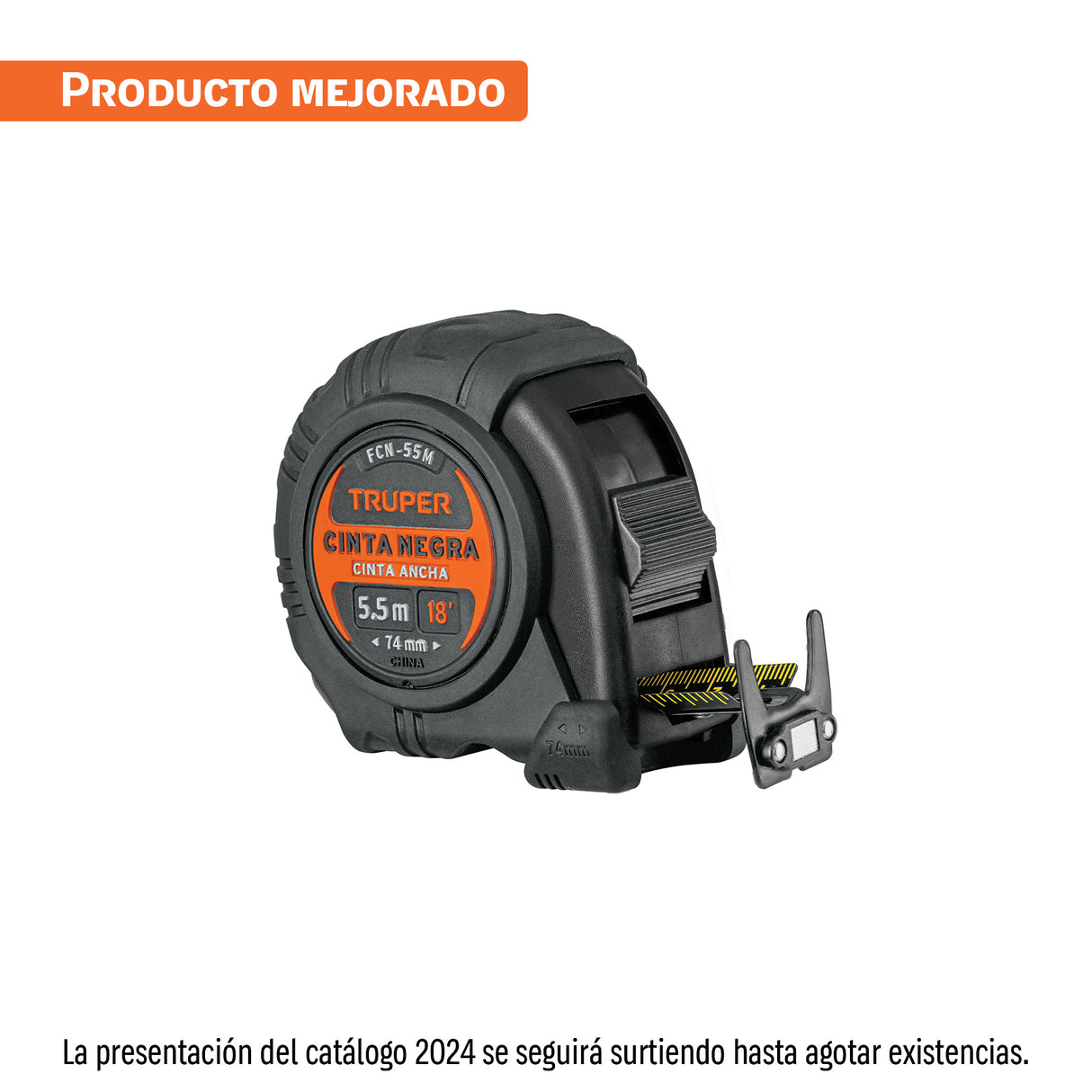 Flexómetro Contra Impactos 5.5 m, Cinta Negra 25 mm, Truper