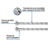 Manguera Lavabo/Fregadero, Acero Inox, 1/2' X 1/2', 100 cm