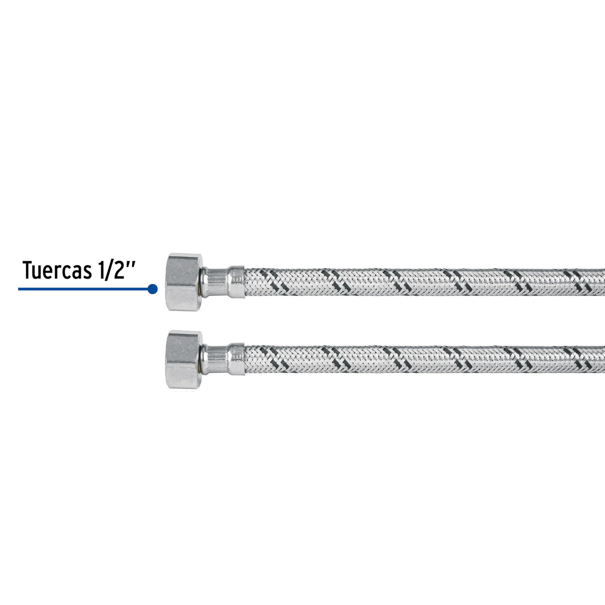 Manguera Lavabo/Fregadero, Acero Inox, 1/2' X 1/2', 55 cm