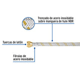 Manguera para Gas, Acero Inox, 3/8' Flare, 60 cm, Foset